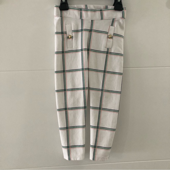 Janie and Jack Other - Janie and Jack Girls White Plaid Ponte Pants With Gold Buttons Size 3T